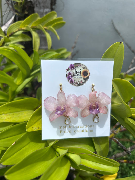 Purple baby Orchid earings