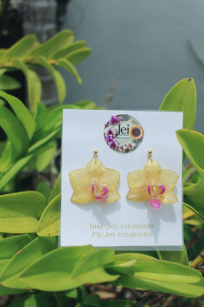 Baby yellow orchid earings