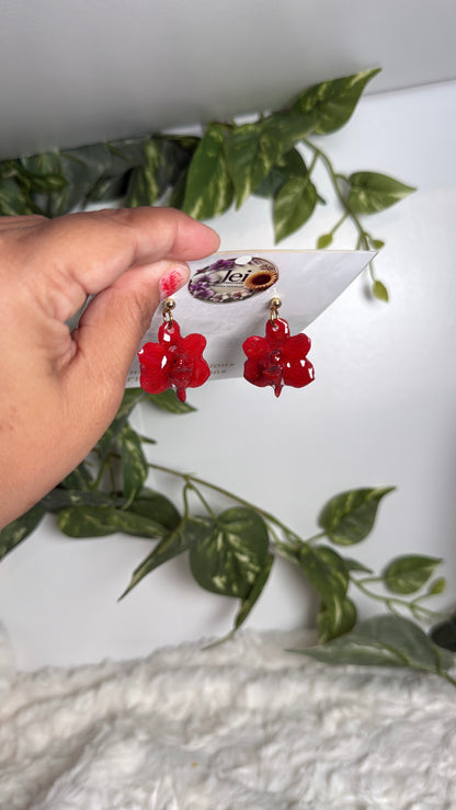 Red Mini Orchid Earrings