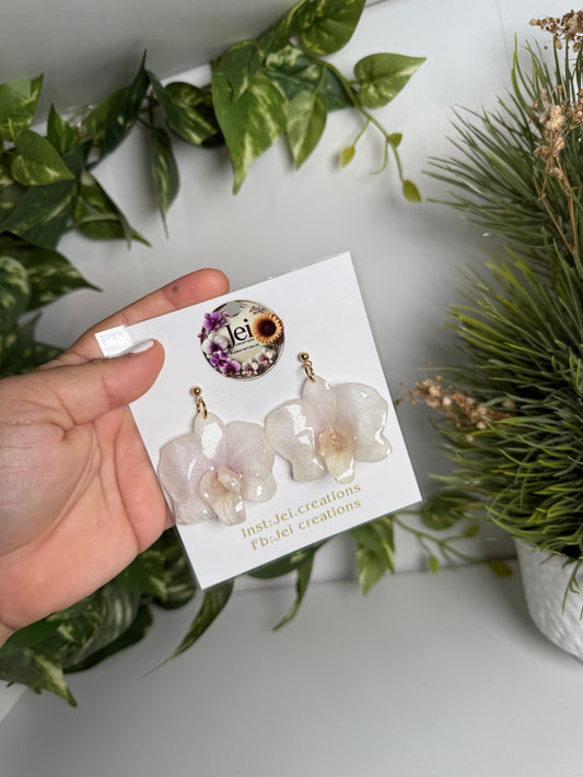 White Orchid earings