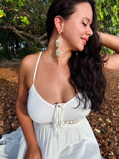 Ivory Cascade Delphinium Earrings