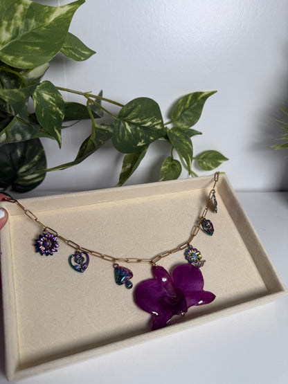 Dendrobium Orchid Charm necklace