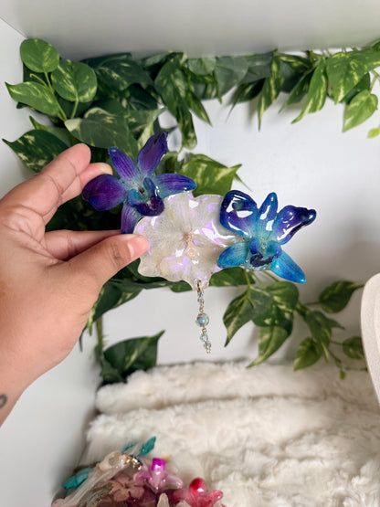 Blue Orchid Garden Hair Clip