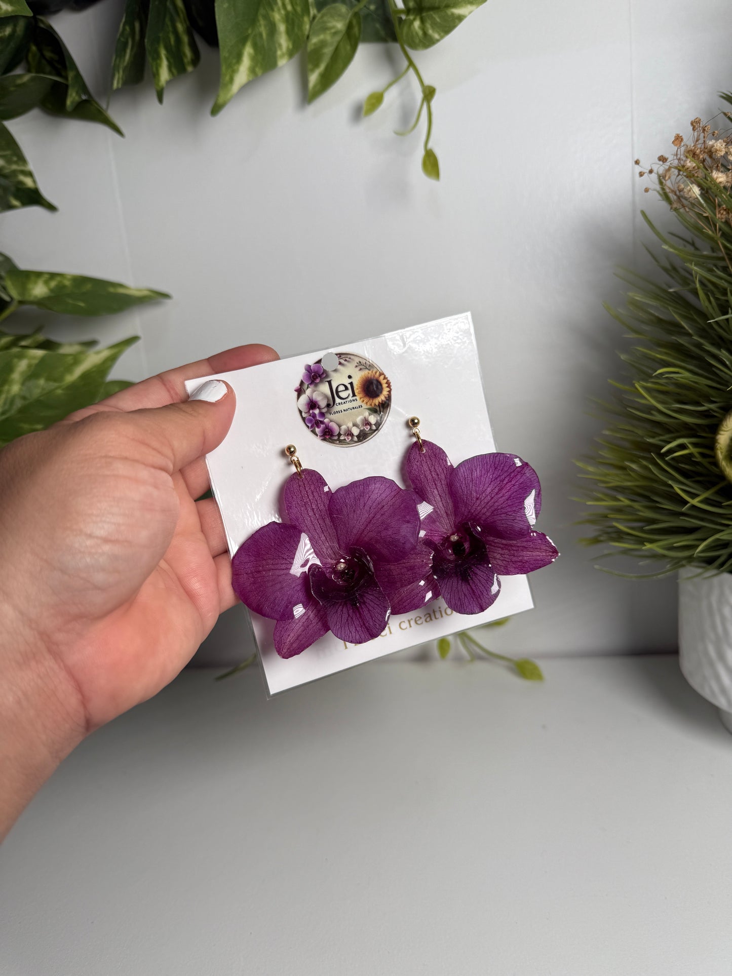 Big Dendrobium Orchid earings