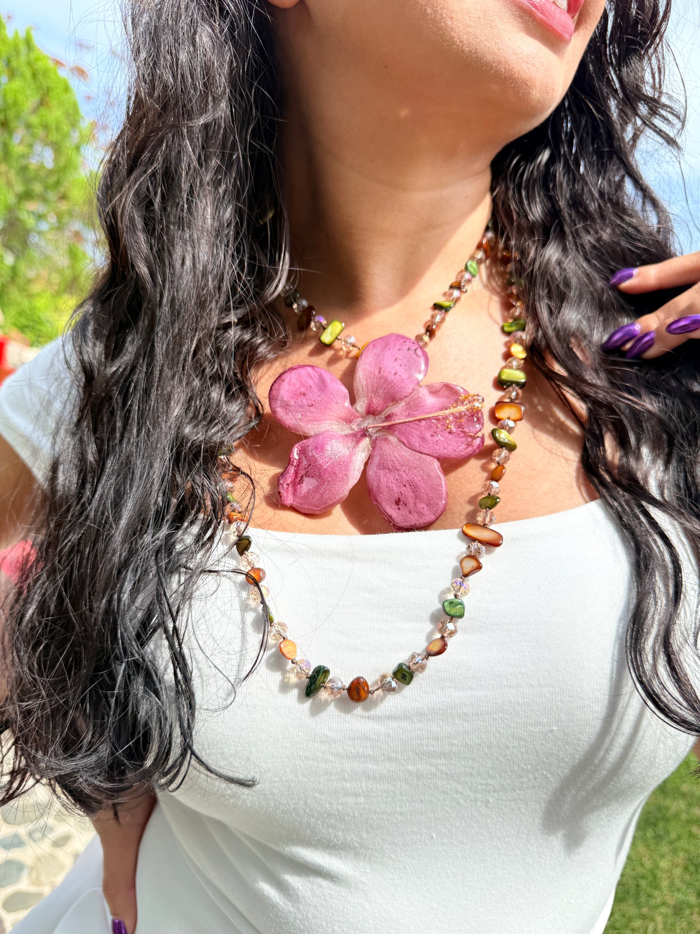 Rosy Hibiscus 2-in-1 Statement Necklace