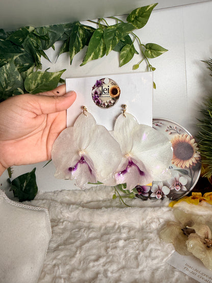 White Phalaenopsis Orchid Drop Earrings