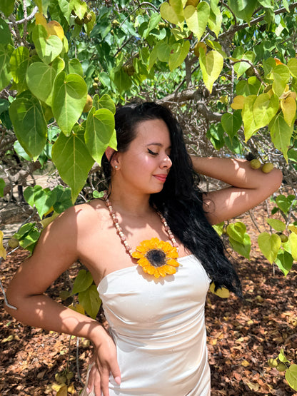 Golden Sunflower Statement Necklace