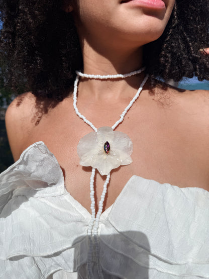 Eternal White Orchid Necklace