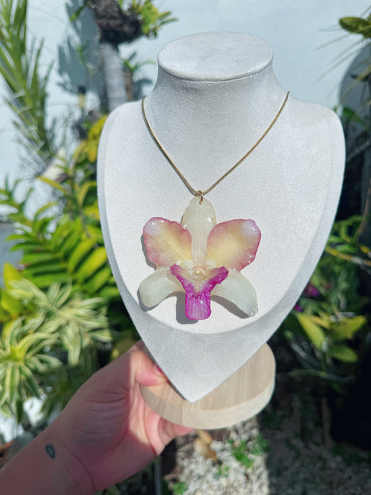 Color Dendrobium Orchid necklace