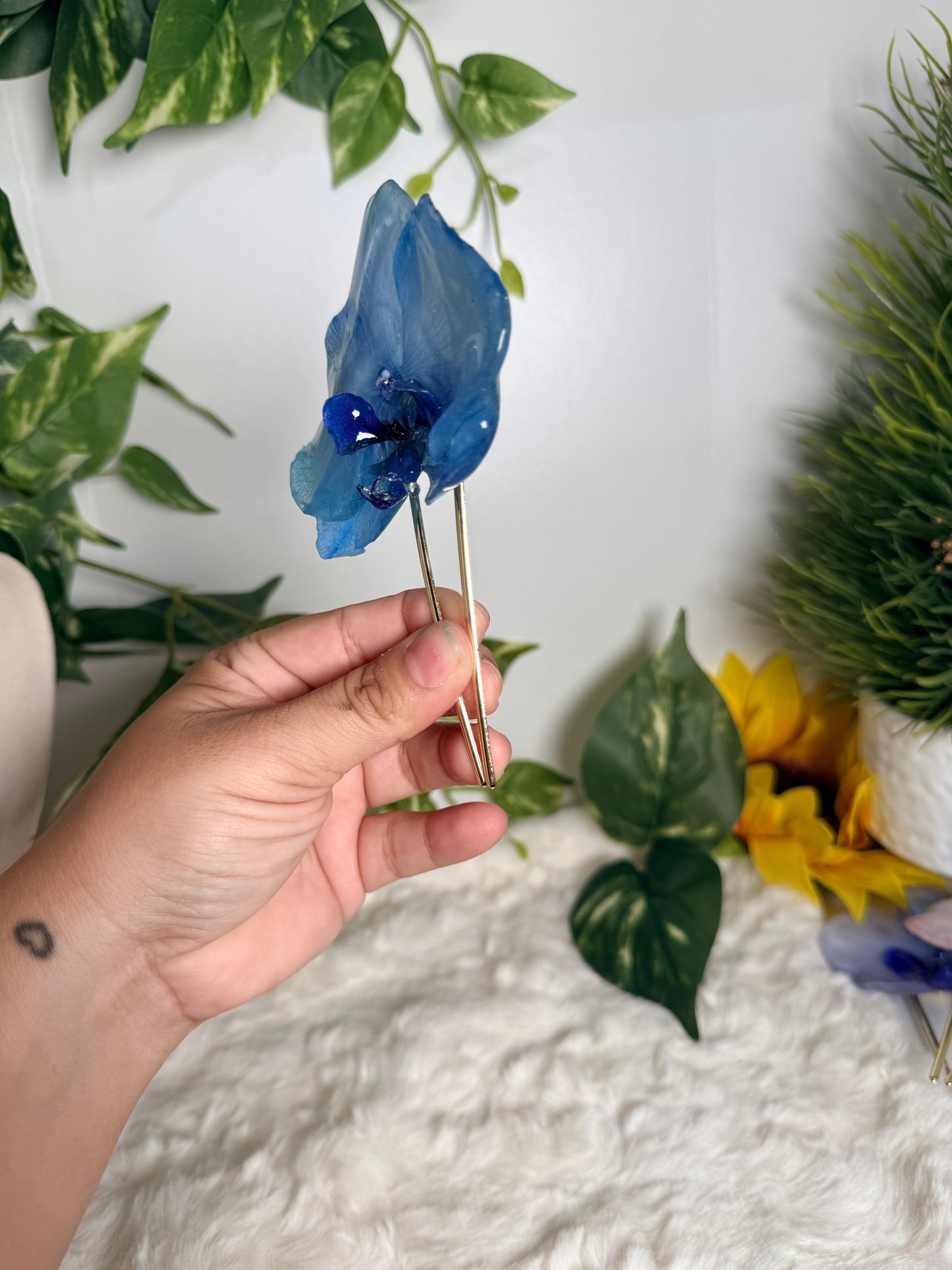 Celestial Blue Bloom Hair Fork