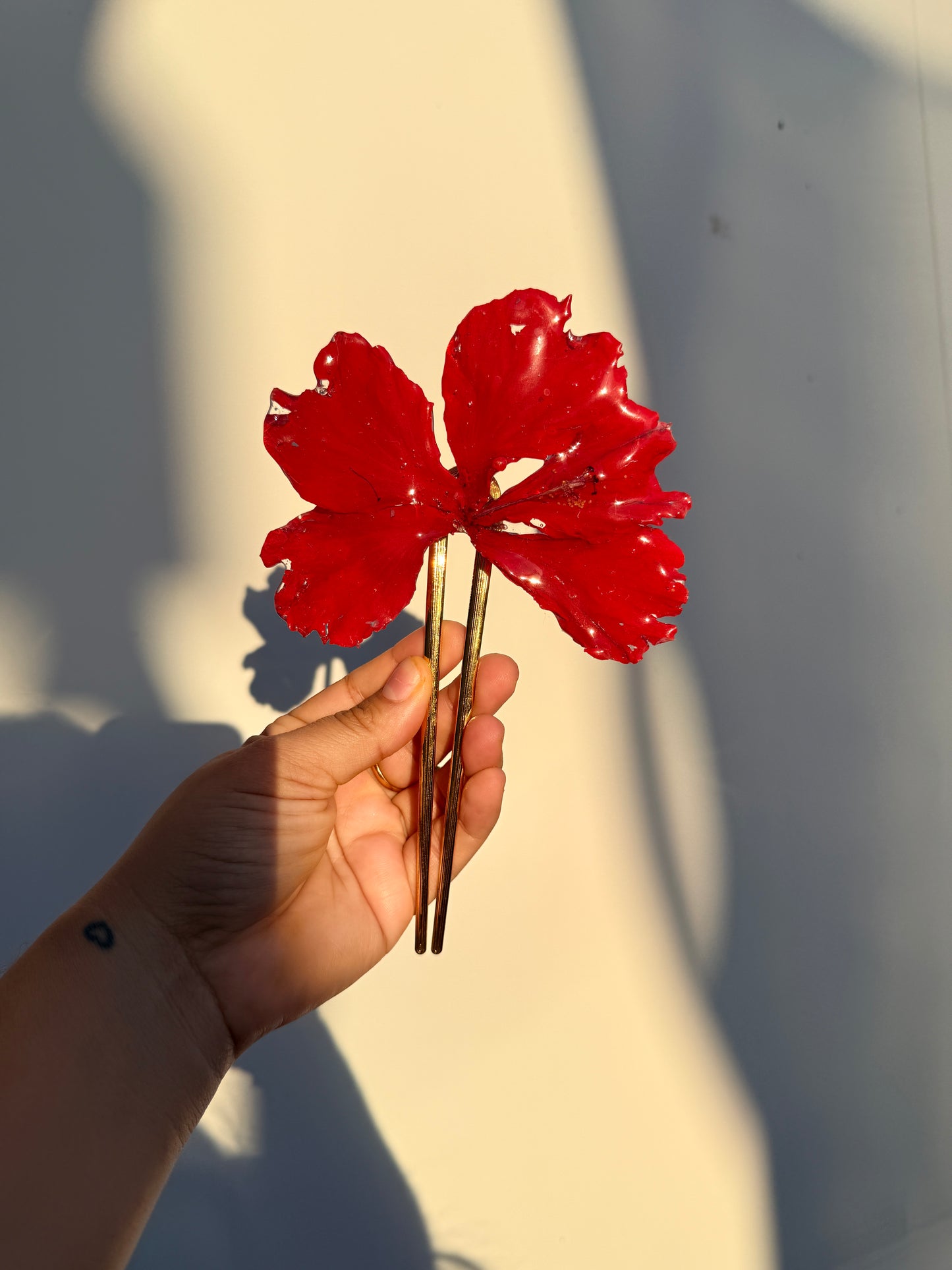Red Exotic Poppy Hair Fork