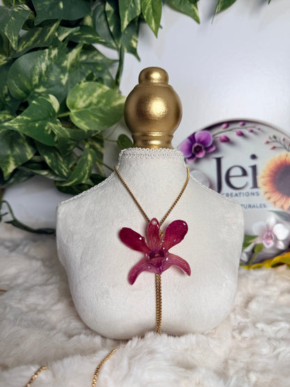 Crimson Orchid Lariat Necklace