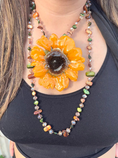 Golden Sunflower 2-in-1 Necklace & Hair Clip