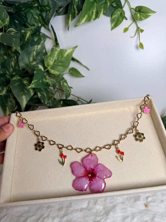 Blossom Heart Charm Necklace