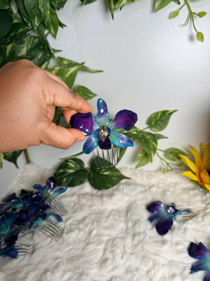 Blue Orchid Hair Comb
