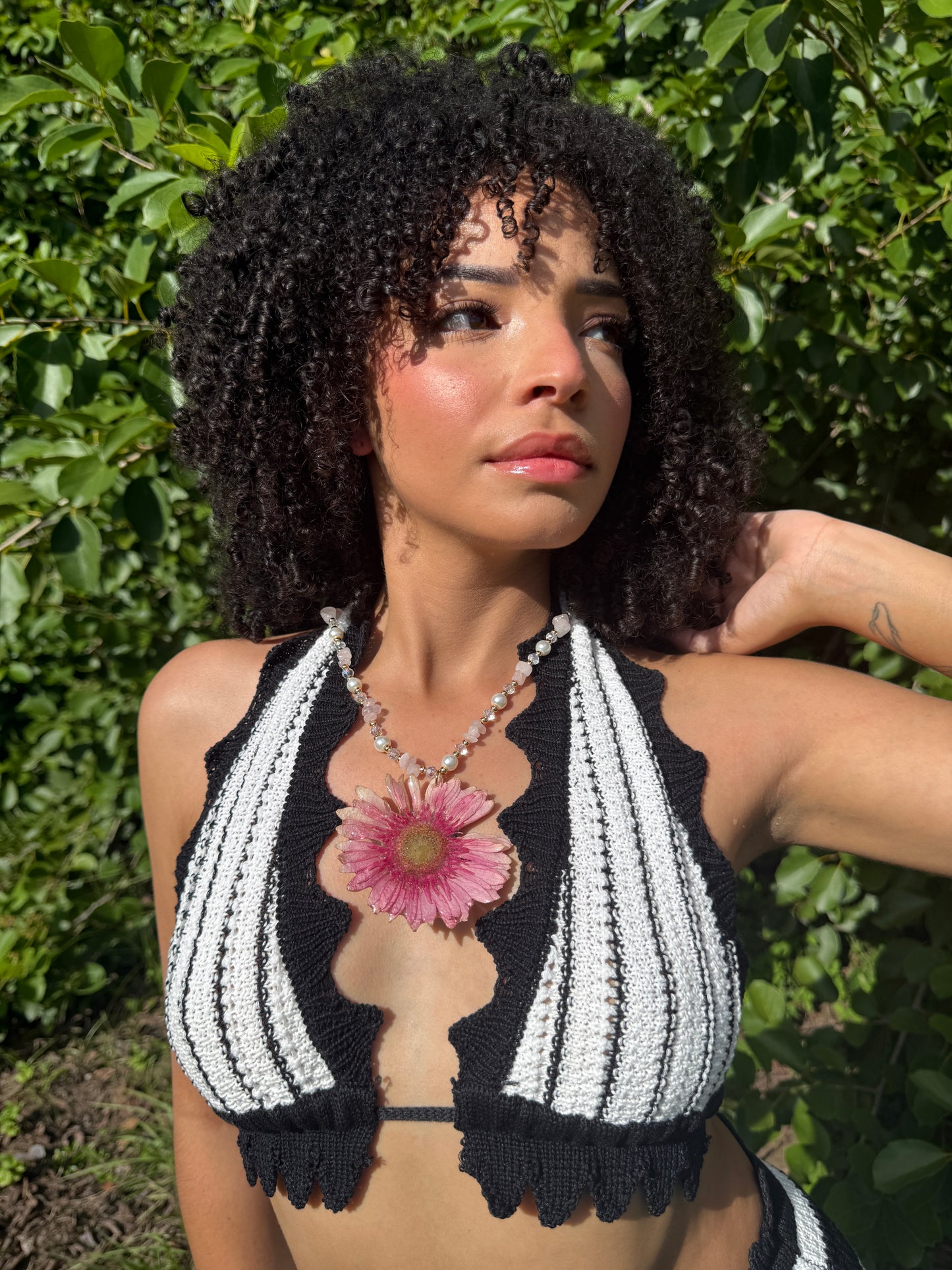 Pink gerbera Fairy necklace