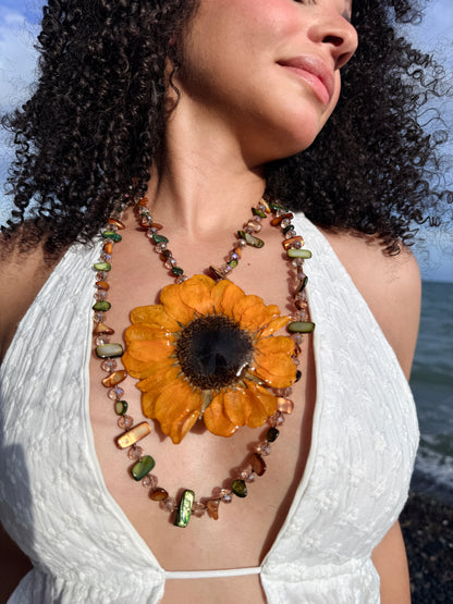 Golden Sunflower 2-in-1 Necklace & Hair Clip
