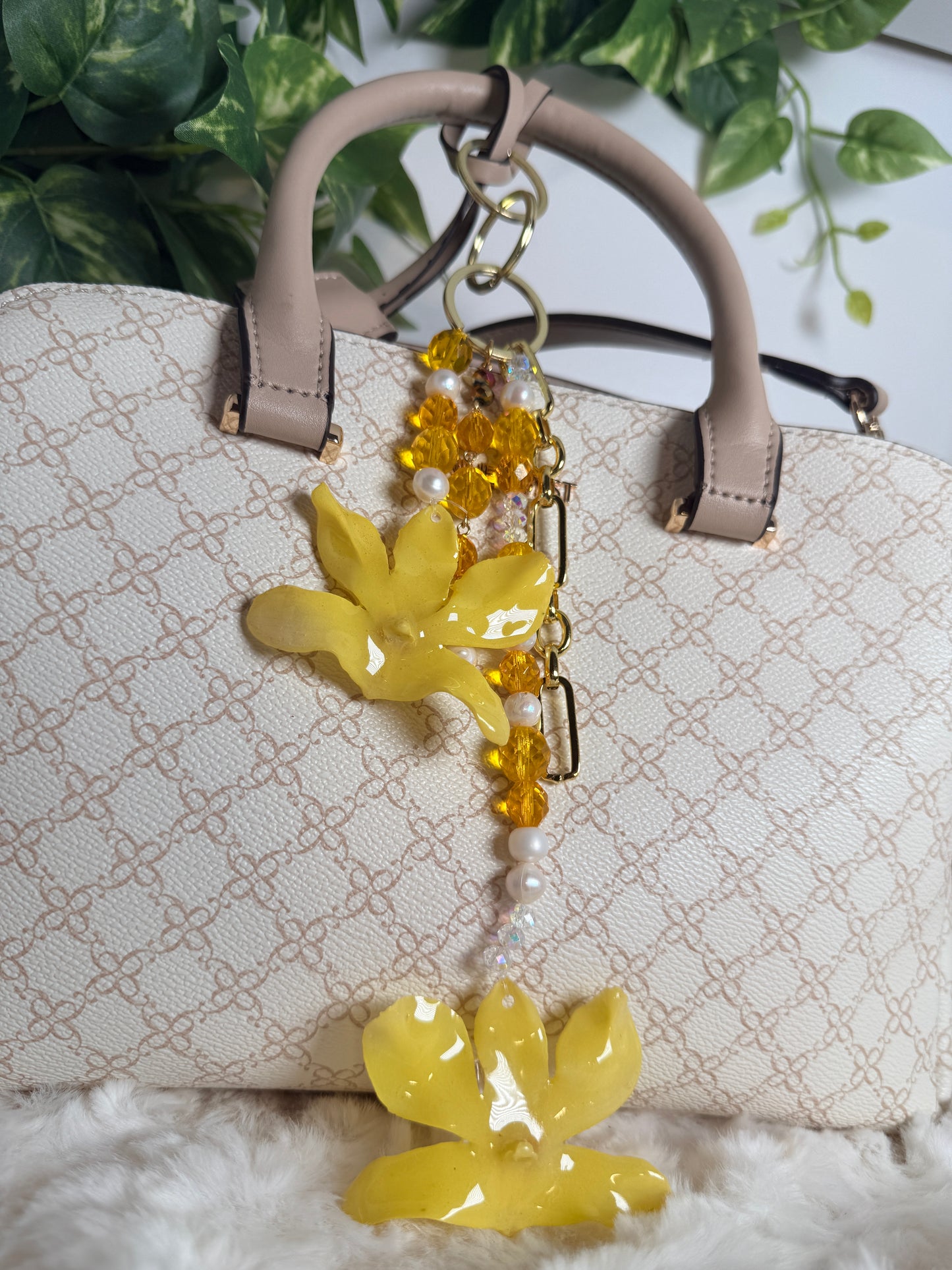 Golden Dendrobium Bag Charm