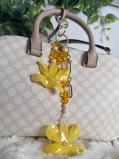 Golden Dendrobium Bag Charm