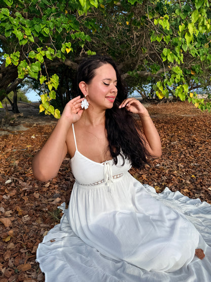 White Wildflower Drop Earrings