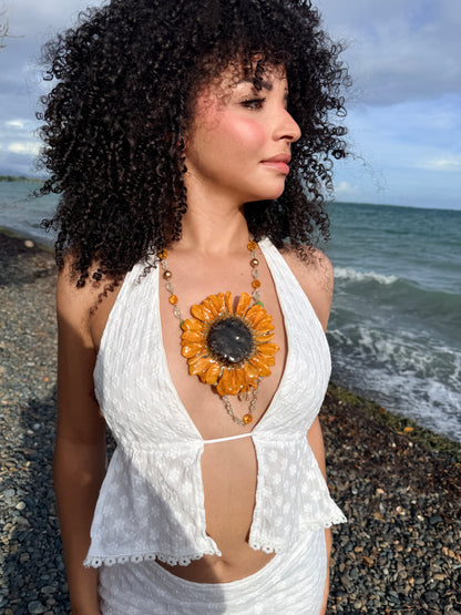 Sunlit Statement Sunflower Necklace