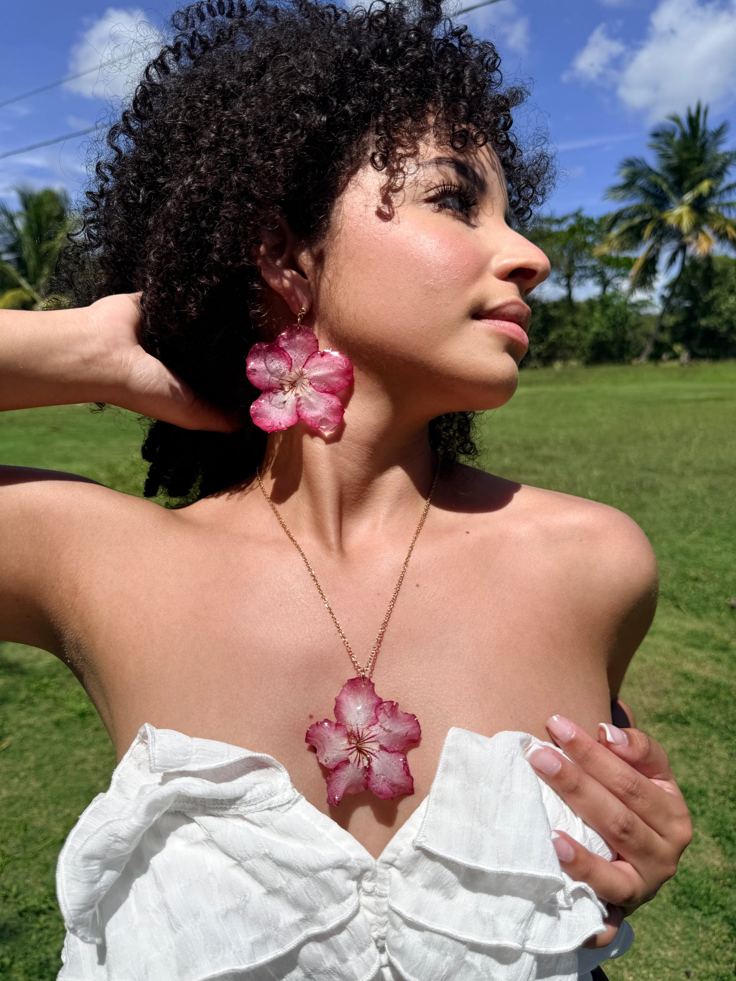 Desert rose necklace/earings