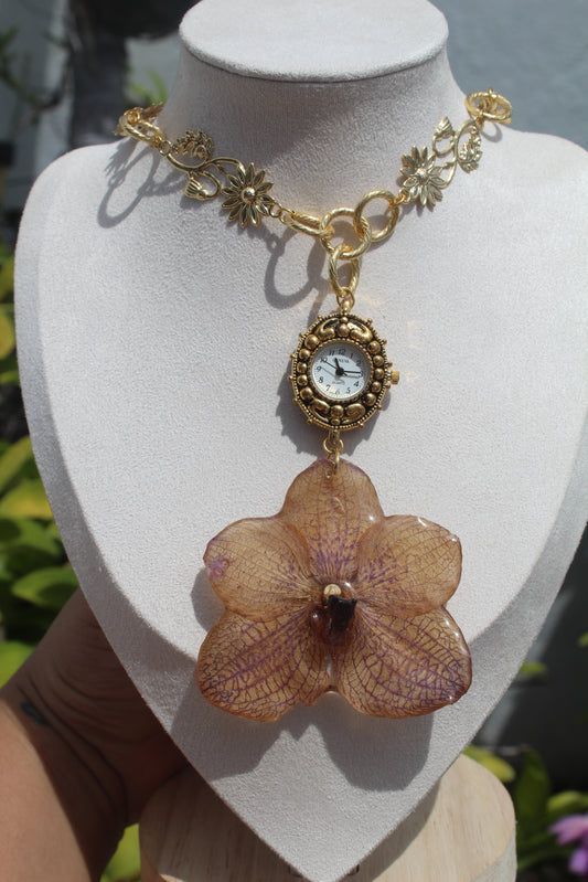 Orchid necklace clock