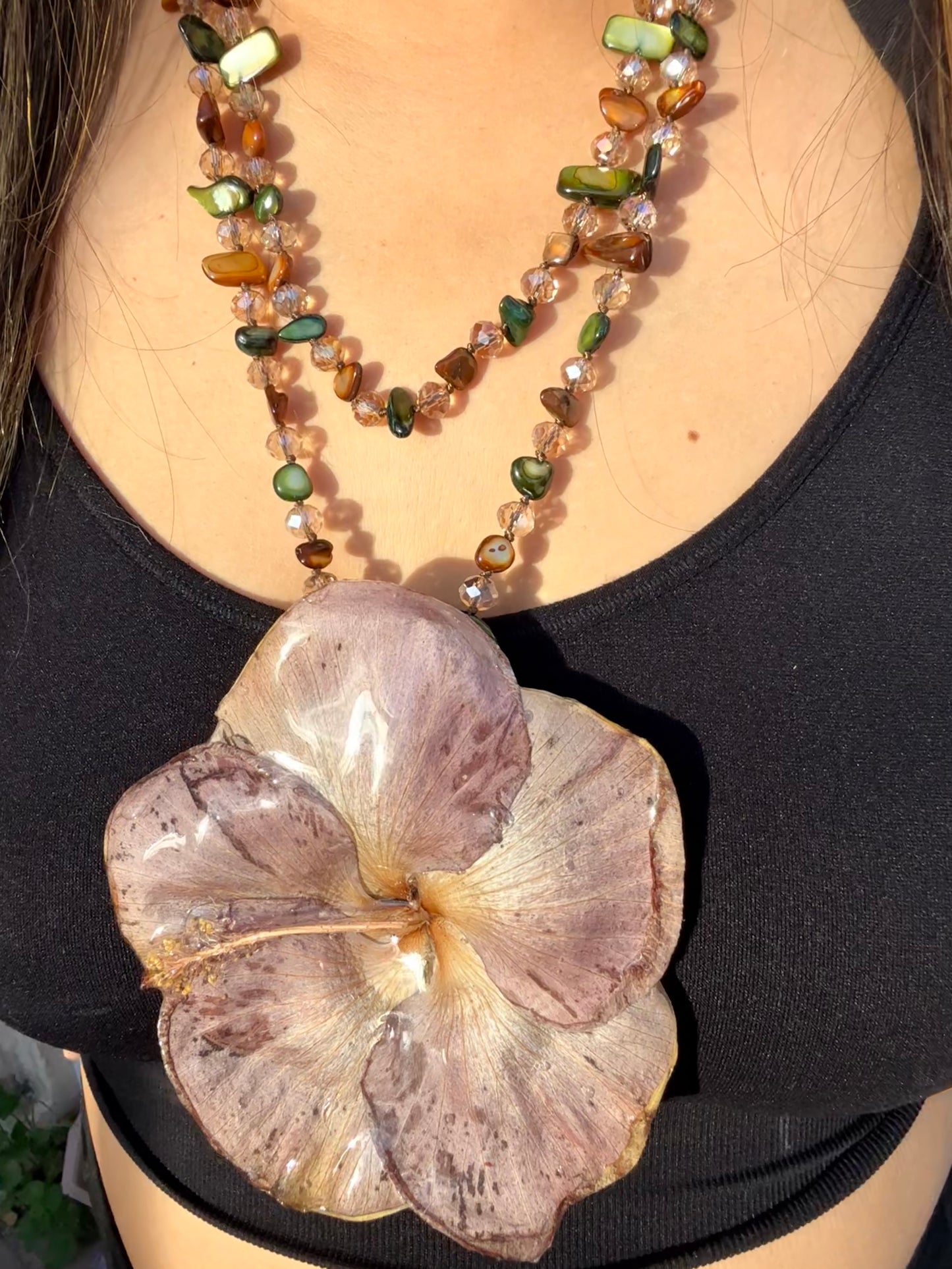 Earth Tone Poppy 2 in 1 Necklace/hairclip