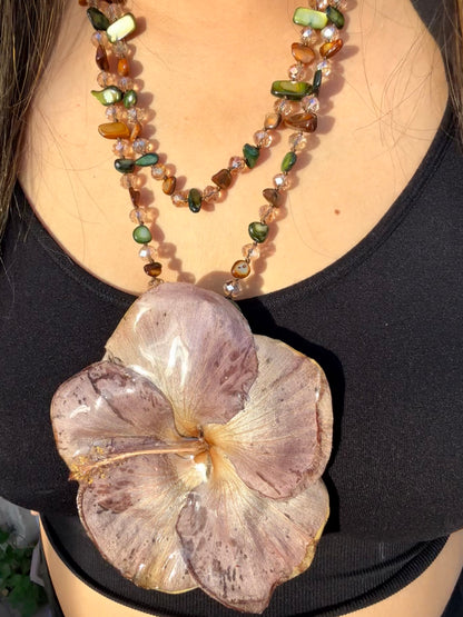 Earth Tone Poppy 2 in 1 Necklace/hairclip