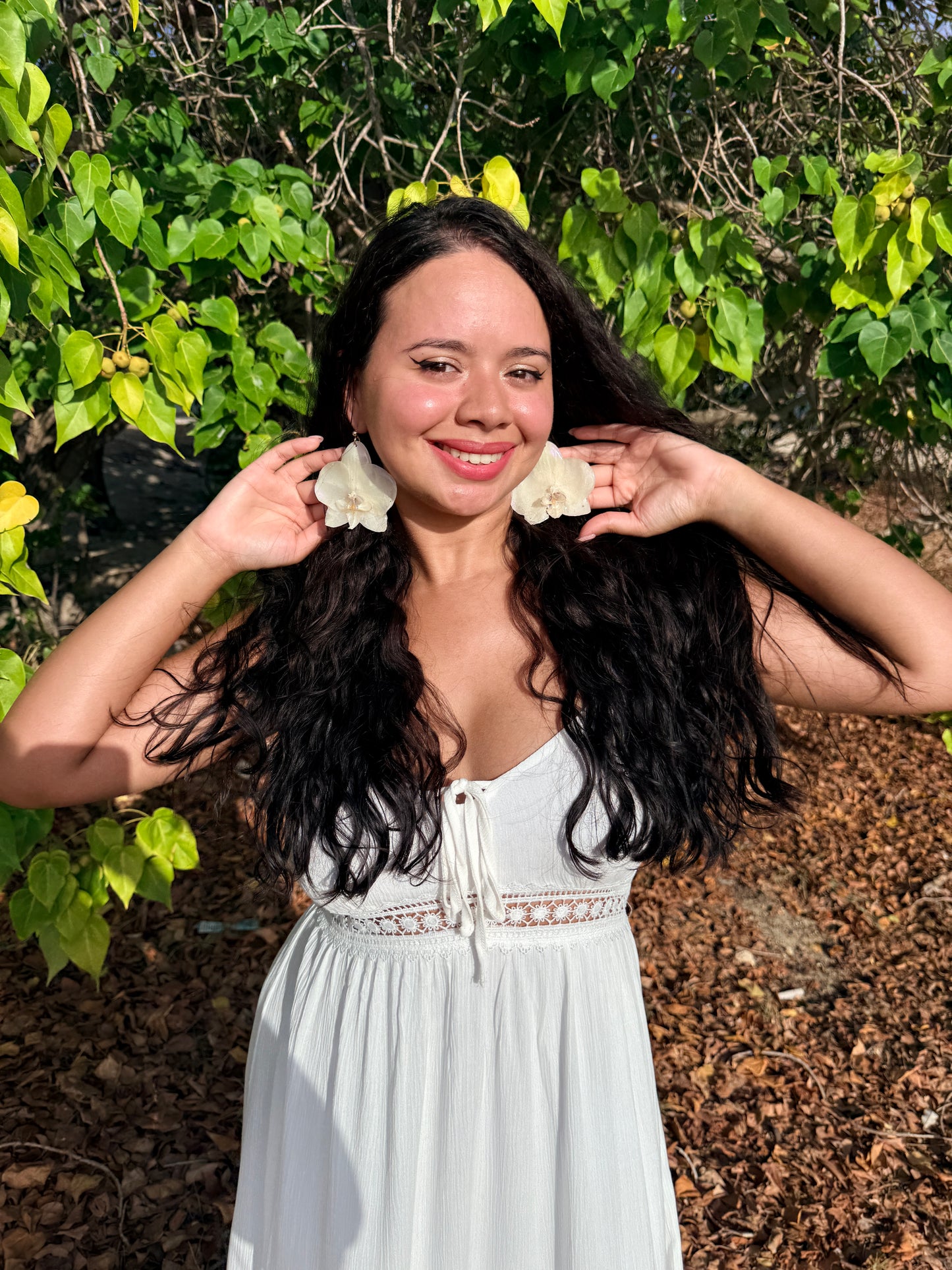Ivory Phalaenopsis Orchid Earrings