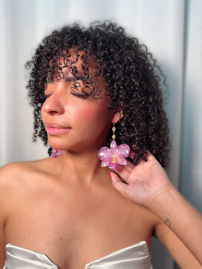 Diamond Dendrobium Orchid earings
