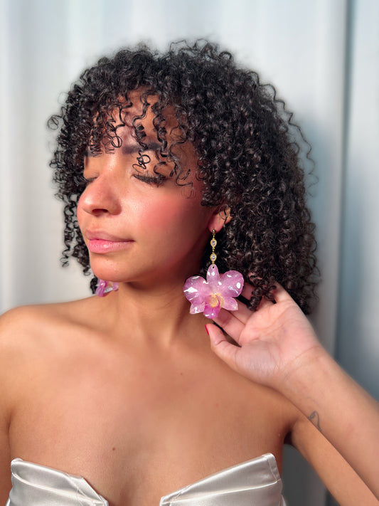 Diamond Dendrobium Orchid earings