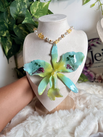 Cattleya Botanical Statement Necklace