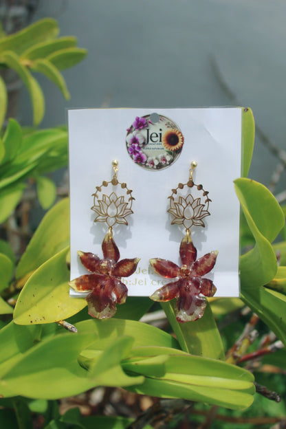Brown Orchid Oncidium earings
