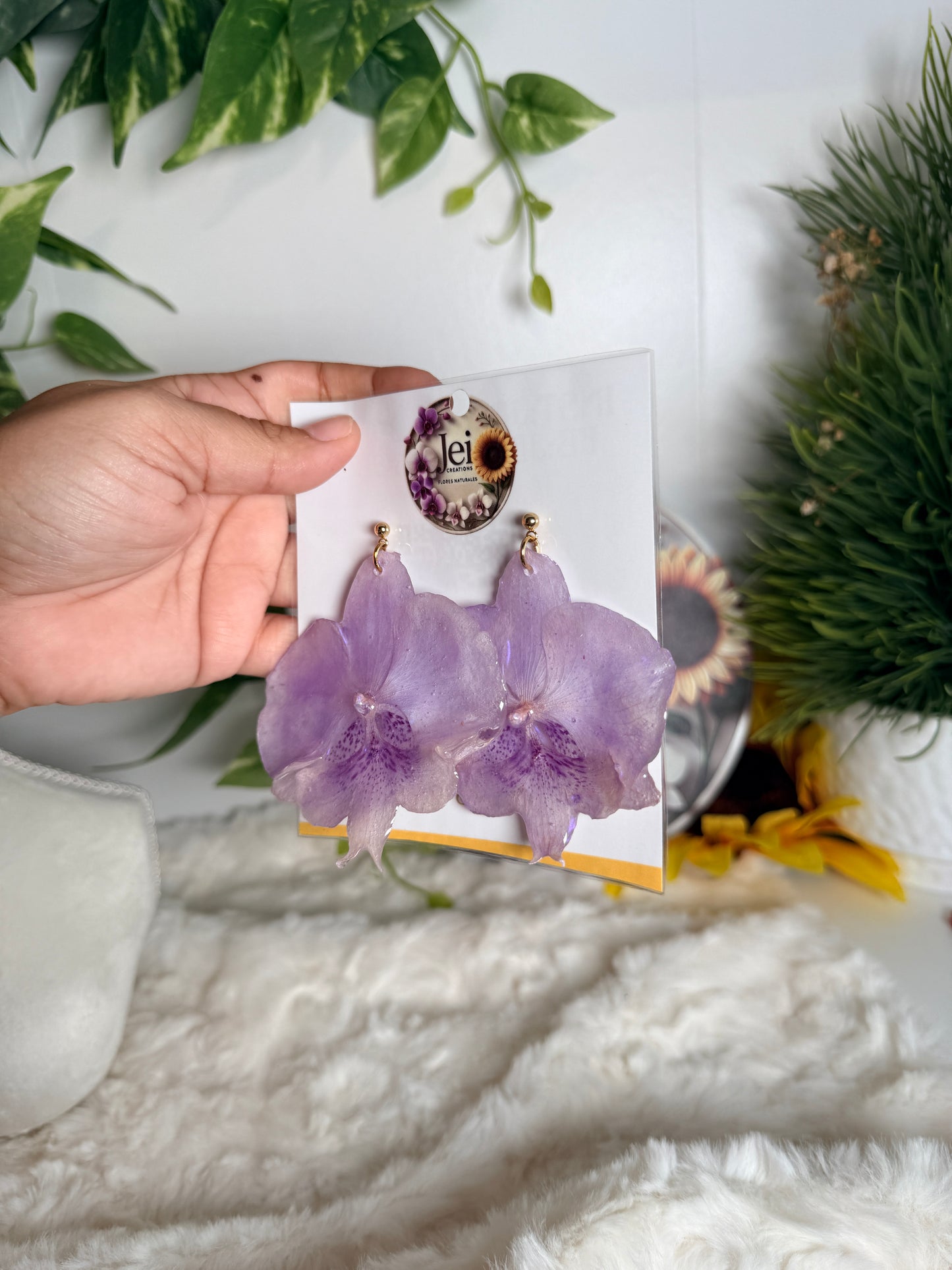 Lavender Phalaenopsis Statement Earrings