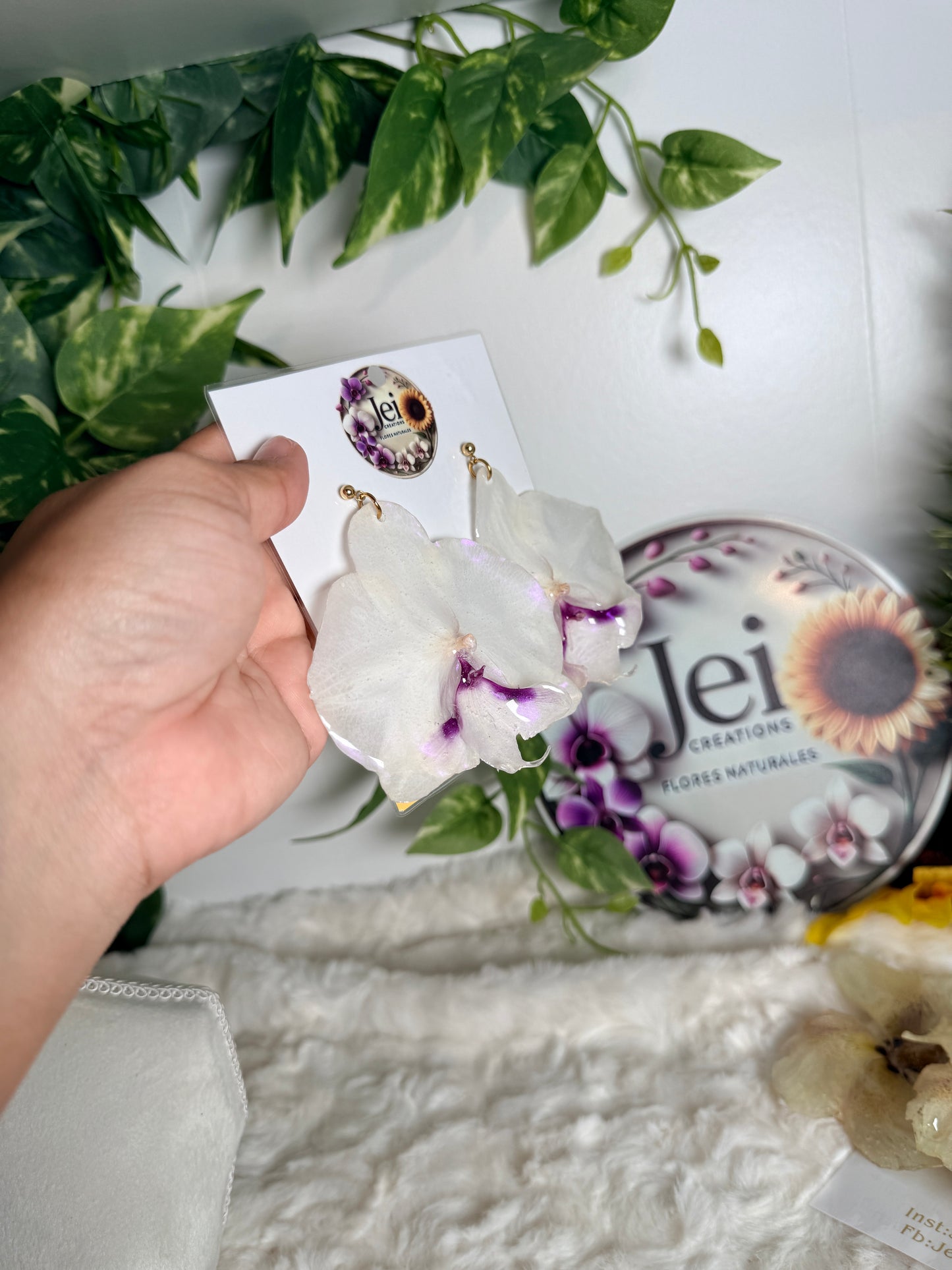 White Phalaenopsis Orchid Drop Earrings