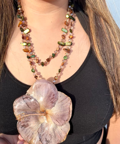 Earth Tone Poppy 2 in 1 Necklace/hairclip