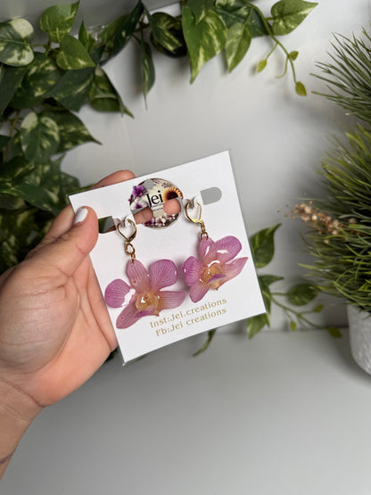 Pinky Orchid earings