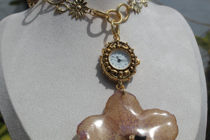 Orchid necklace clock