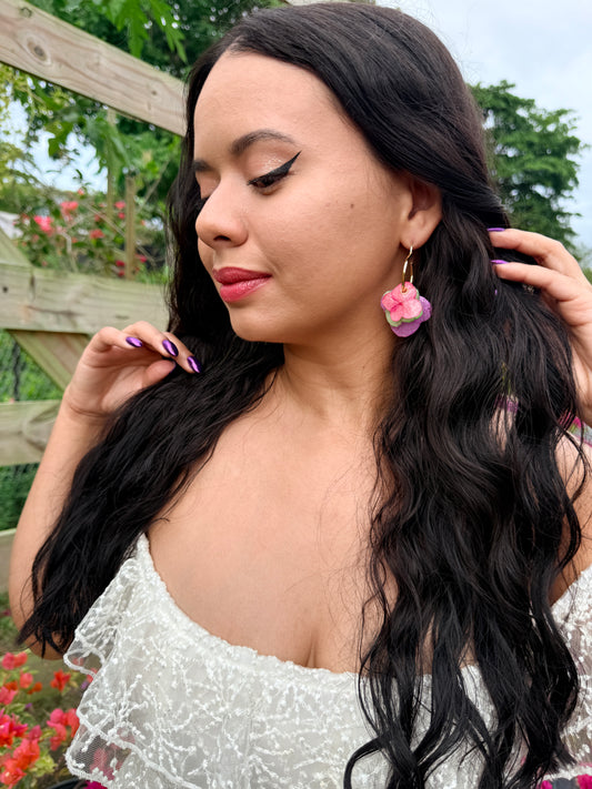 Hydrangea Charm Hoop Earrings
