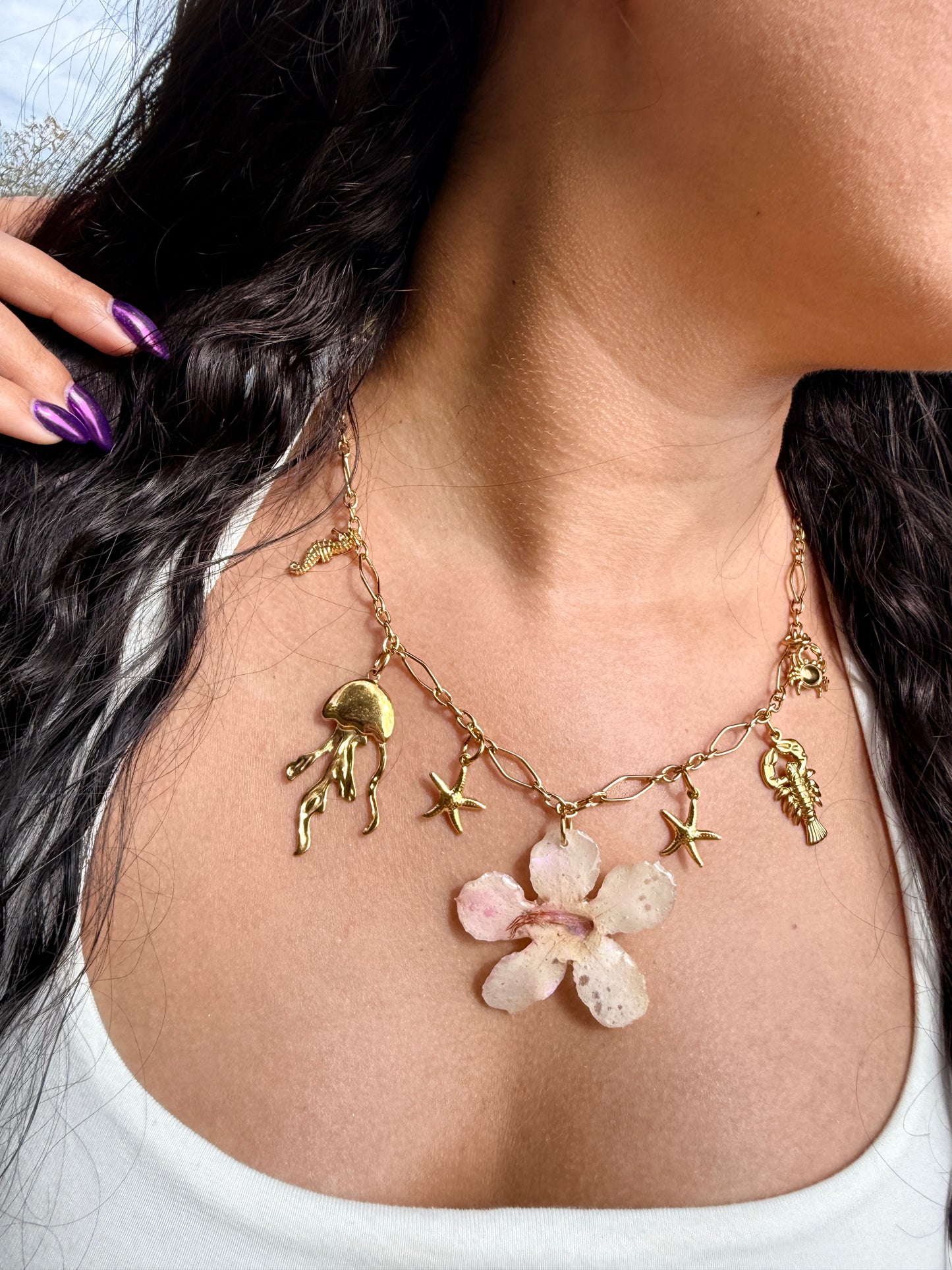 Seashell Bloom Charm Necklace