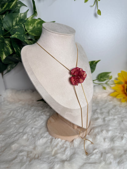 Crimson Petal – Lariat Carnation Necklace