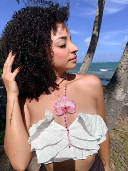 Pink Phalaenopsis Adjustable Lariat