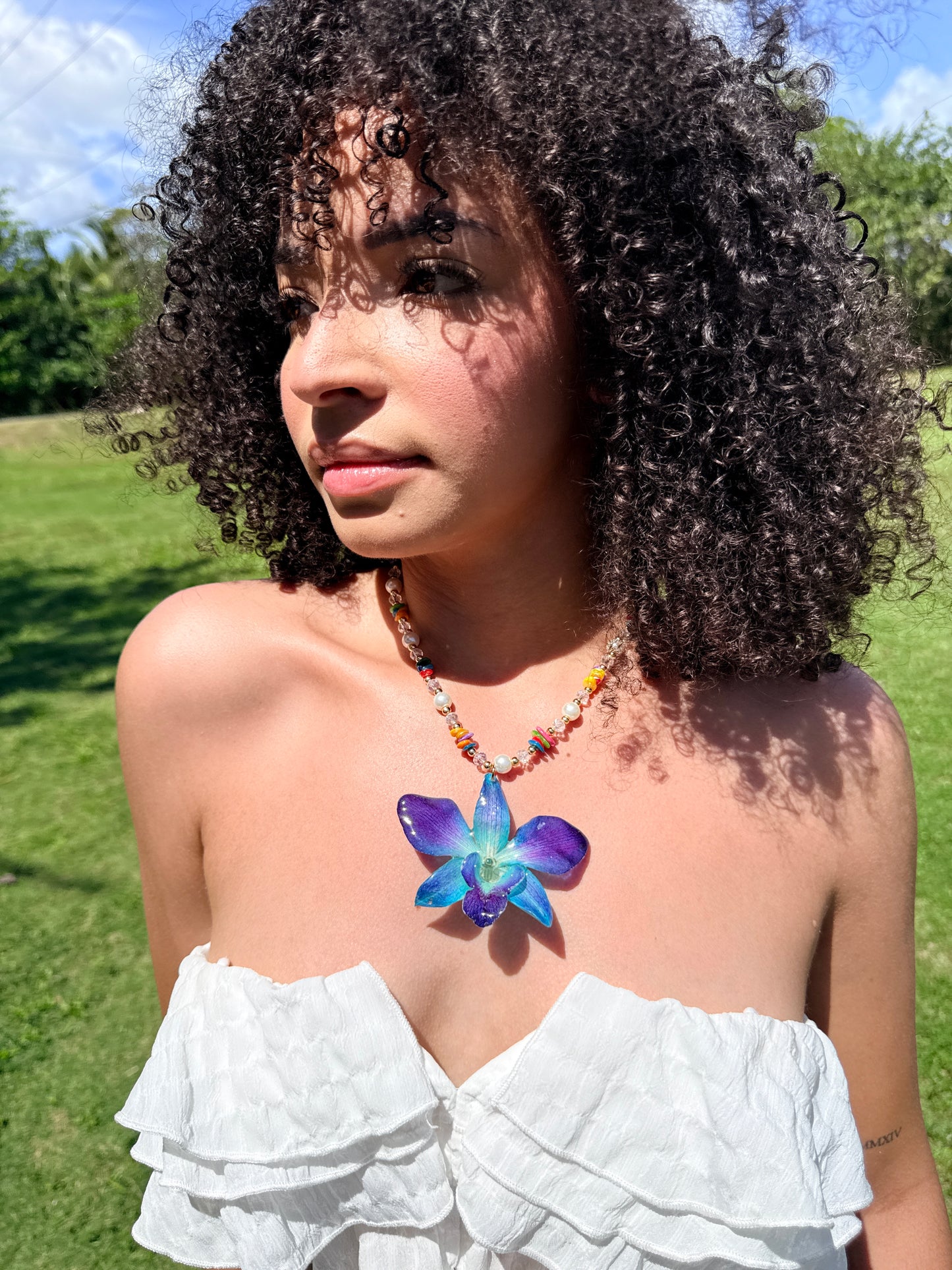 Fairy blue orchid necklace