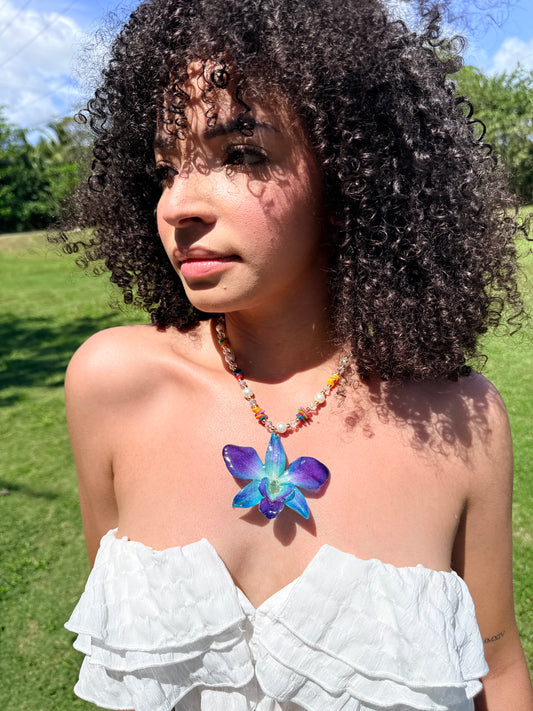 Fairy blue orchid necklace