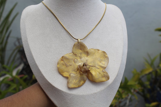 Gold Phalaenopsis Orchid necklace