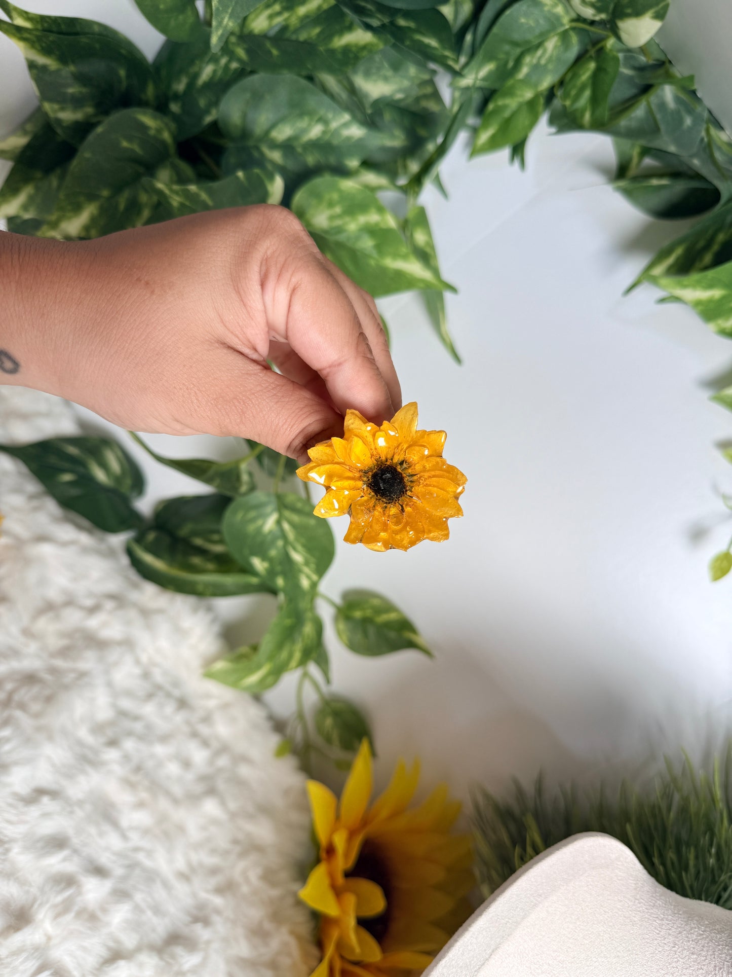 Golden Sunflower Adjustable Ring