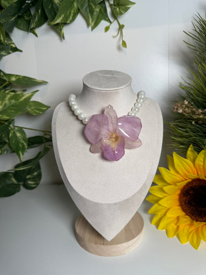 Pinky Orchid pearl necklace Choker