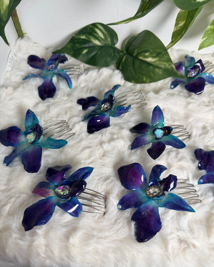 Blue Orchid Hair Comb