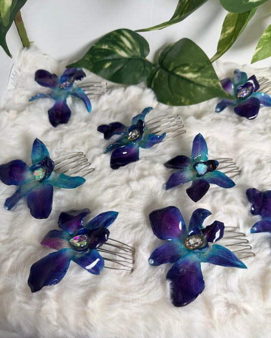 Blue Orchid Hair Comb